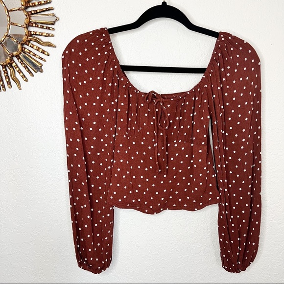 Abercrombie & Fitch Brown Polkadot Blouse - Picture 4 of 6
